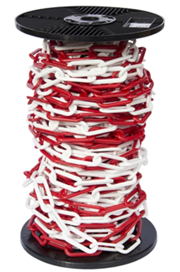 10mm RED & WHITE Plastic Link Chain x 20mtr Reel