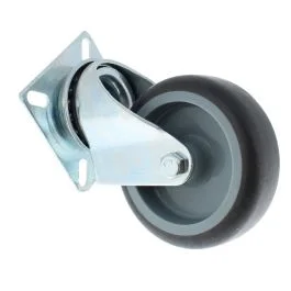 75mm Dia Rubber Tyre Nylon Ctr Swivel Castor Plain Bearing Rectangle Plate