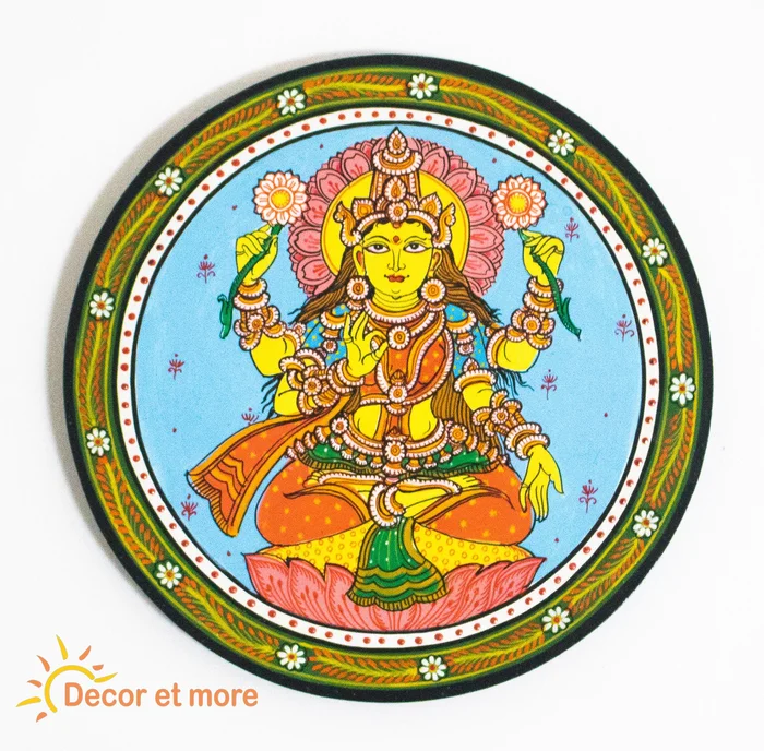 8 inch Handpainted Pattachitra Wall Plate – Goddess Lakshmi