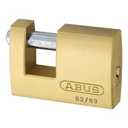 82/63 63mm Monoblock Brass Shutter Padlock Carded by ABUS – 33695