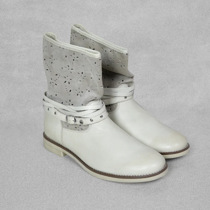 ‘Froddo’ Cream & Taupe Leather and Suede Ankle Boots