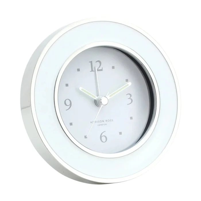 Addison Ross White & Silver Silent Alarm Clock