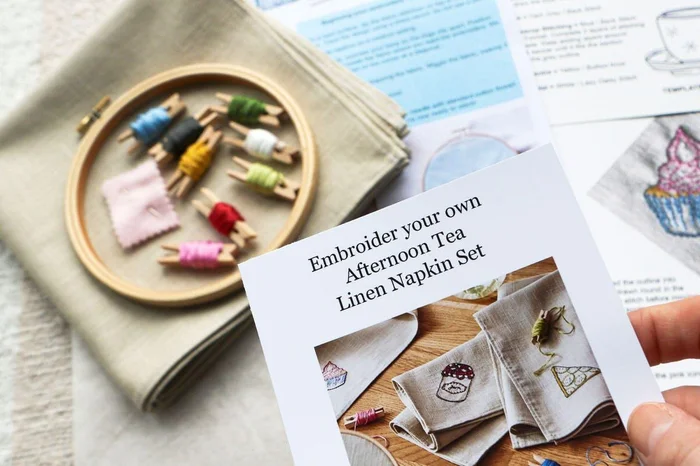 Afternoon Tea Inspired Linen Napkin Embroidery Gift Set | Afternoon Tea for Two | Virgin Experience Days