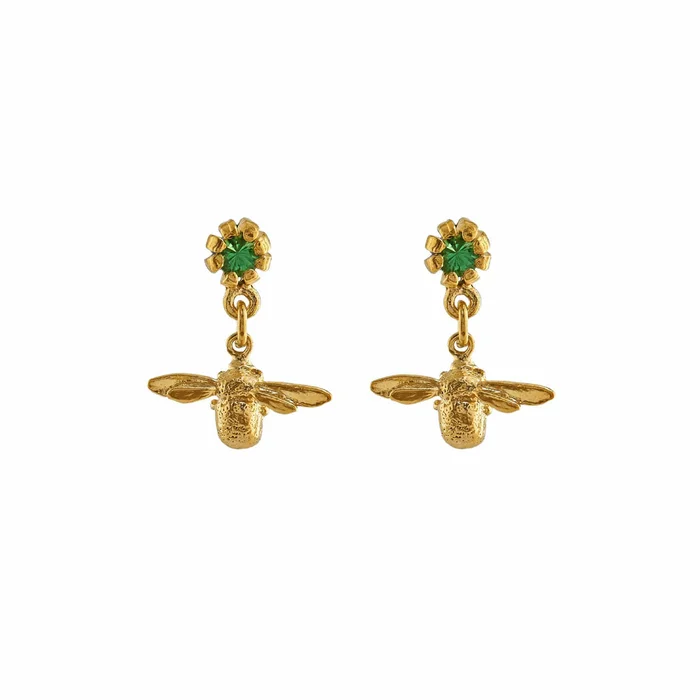 Alex Monroe Earth Day Bee Earrings in Gold