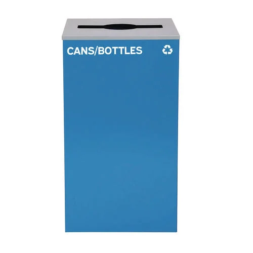 Alpine Industries 29 Gallon Trash/recycling Cans Steel Blue Cans/bottles Recycling Can With Mixed Lid
