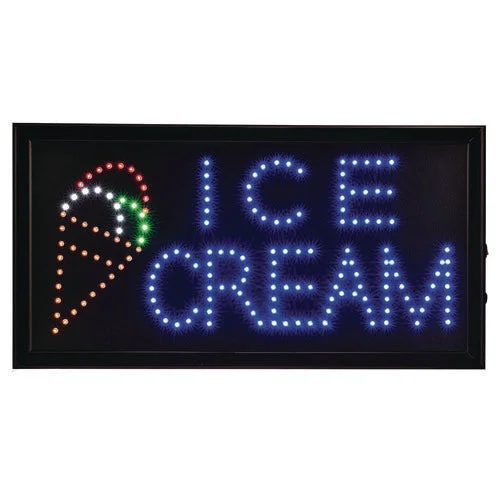 Alpine Industries Led Rectangular Ice Cream Sign 19×10 Black Frame Blue/green/orange/red/white Graphics
