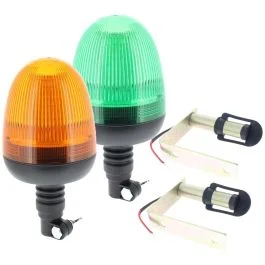 Amber and Green LED Flashing Beacons and 2x Twin Side Spigot Mount Kit