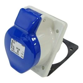 Angled Panel Socket 32 Amp 240v Blue for Electrical Panels