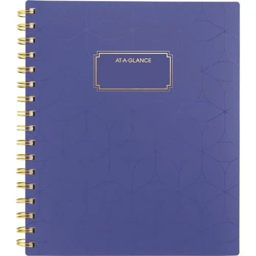 AT-A-GLANCE Badge Geo Weekly/monthly Planner 8.88×7.69 Purple/gold Cover 13-month (jan To Jan): 2025 To 2026