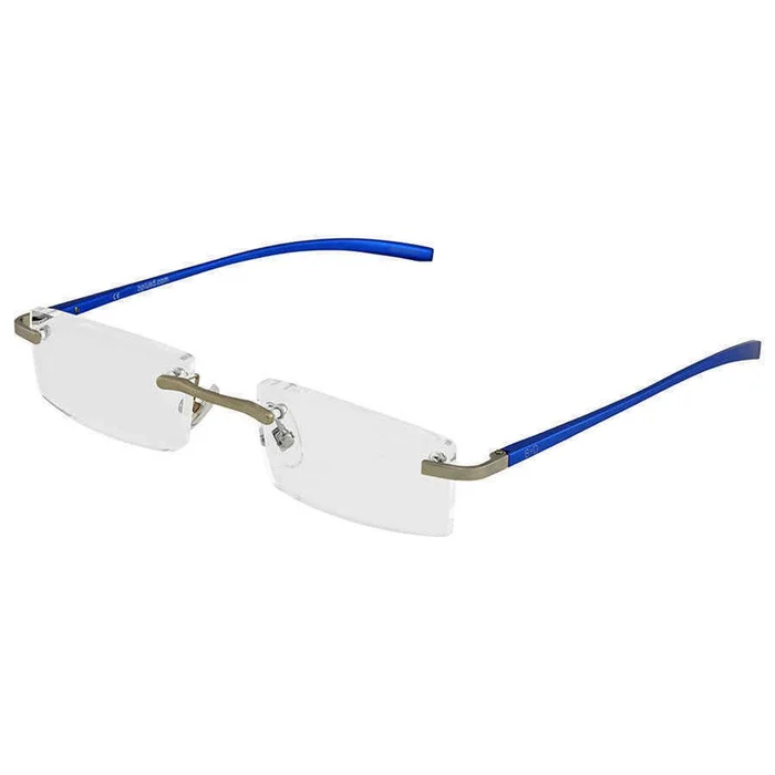 B+D Unisex Eyeglasses – AL Readers Rimless +1.50, Matte Silver/Blue | 2288-57-15