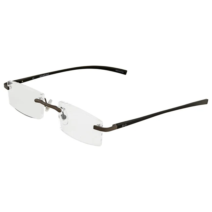B+D Unisex Eyeglasses – AL Readers Rimless +2.00, Matte Gun/Black | 2288-99-20