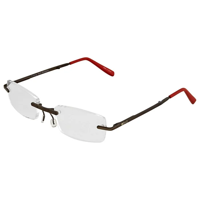 B+D Unisex Eyeglasses – Folding Readers +1.50, Matt Grey/Red | 2244-92-15