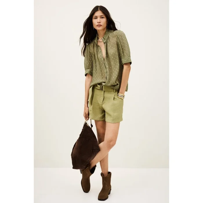 ba&sh MIMI Short-sleeved Shirt In Green
