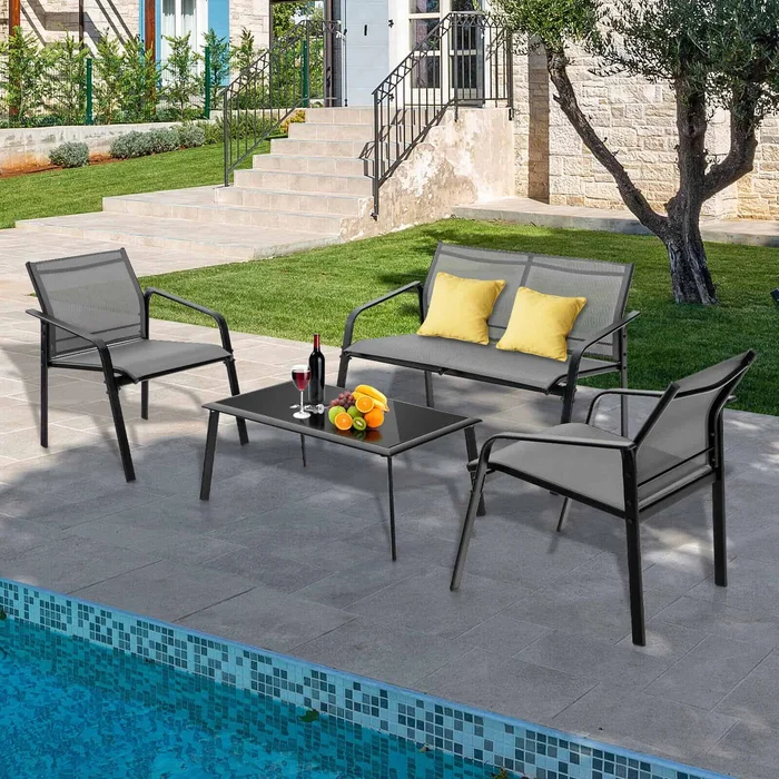 BABOOM Modern Patio Furniture Set 4-Piece Patio Conversation Set