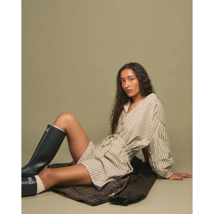 Barbour Bobby Striped Playsuit In Dusky Green Stripe