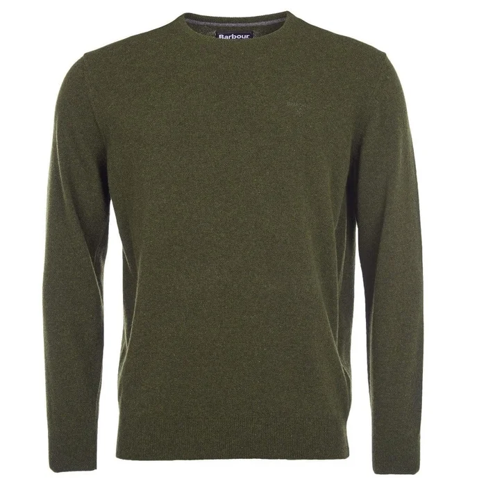Barbour Essential Lambswool Crew Neck Sweater In Seaweed