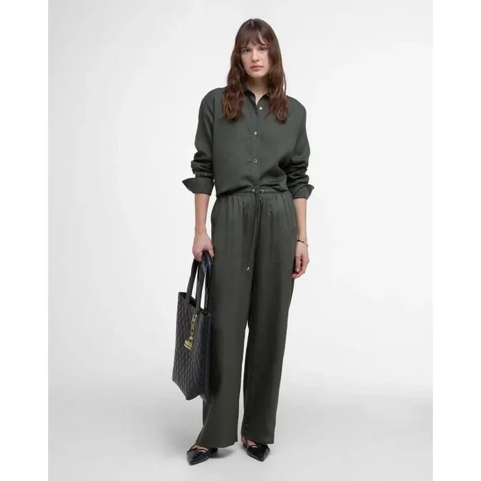 Barbour International Clara Relaxed Wide-Leg Trousers In Envy
