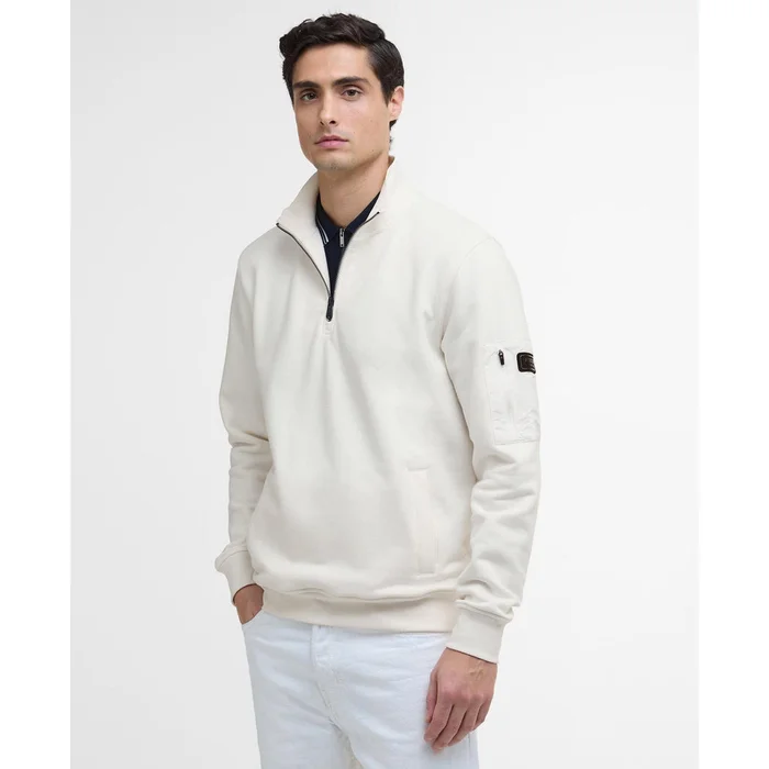 Barbour International Ewan Half-Zip Sweatshirt In Whisper White