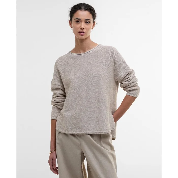 Barbour Marine Crew Neck Jumper In Light Sand