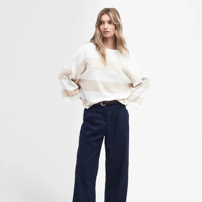 Barbour Vivienne Crew Neck Jumper In French Oak Stripe