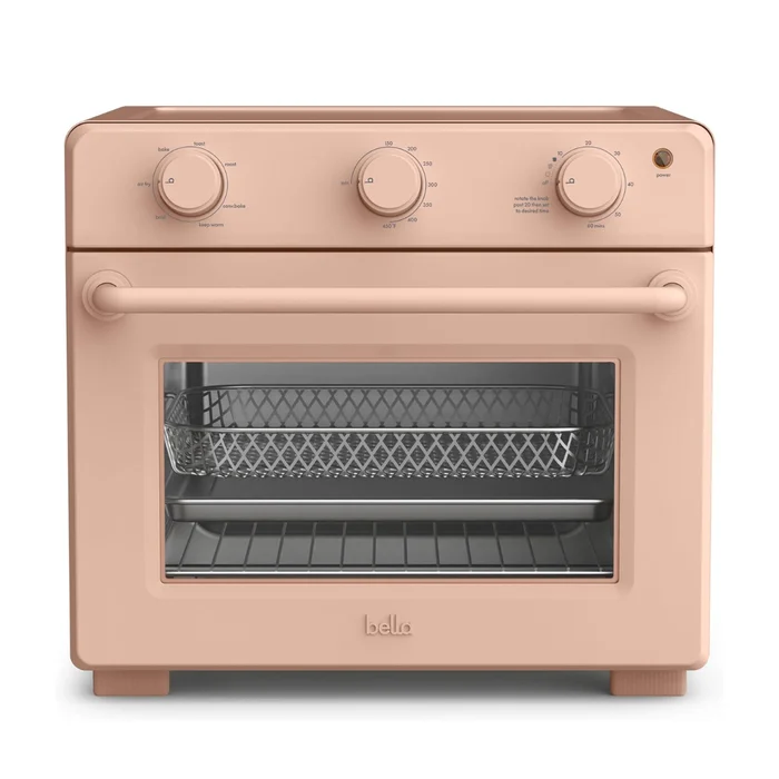 Bella Air Fry Toaster Oven, 7 Preset Cooking Options, Dishwasher-Safe EverGood Coated Trays Included, 1700 Watt, Blossom