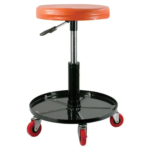 Black Bull Adjustable Roller Seat Red | Thick Foam Padded | 5 Swivel Casters | Supports up to 300 lb | Creepers & Work Seats