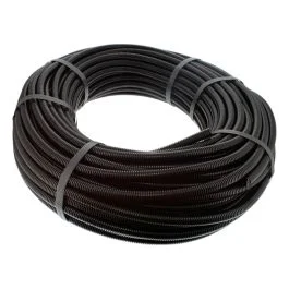 Black Nylon Heavy-Duty Convoluted Unsplit Tubing – 10NW x 50m – 0-330-10