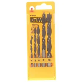 Brad Point Drill Bit Set of 5 – 4, 5, 6, 8 & 10mm by DEWALT – DT4535-QZ