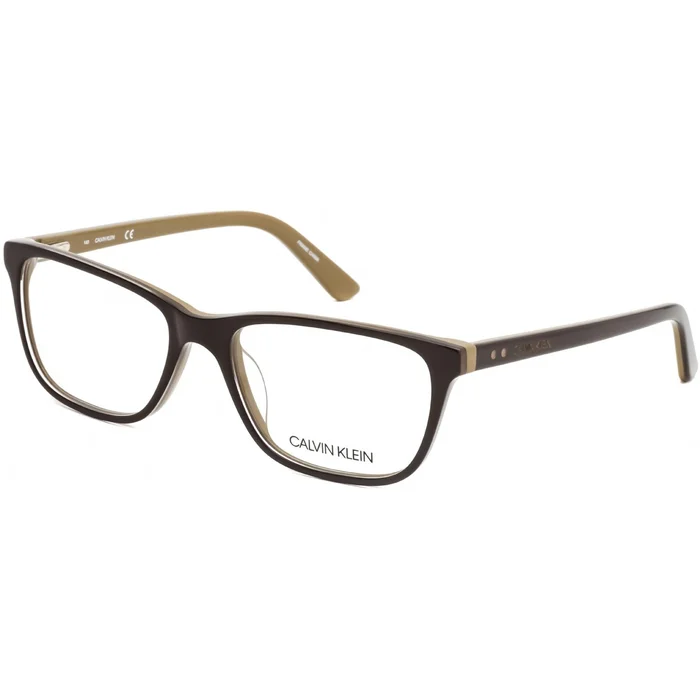 Calvin Klein Men’s Eyeglasses – Dark Brown/Beige Rectangular Plastic | CK19510 203