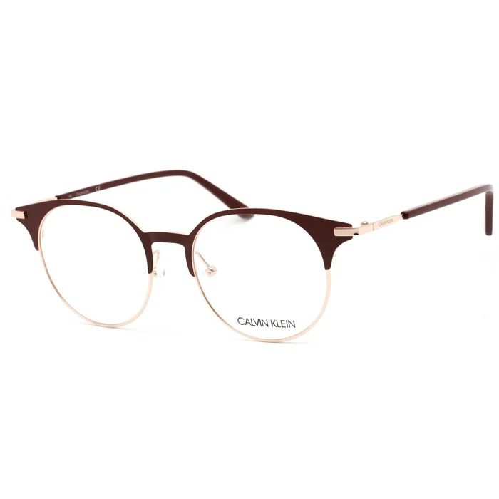 Calvin Klein Men’s Eyeglasses – Satin Burgundy Round Frame Clear Lens | CK19319A 605