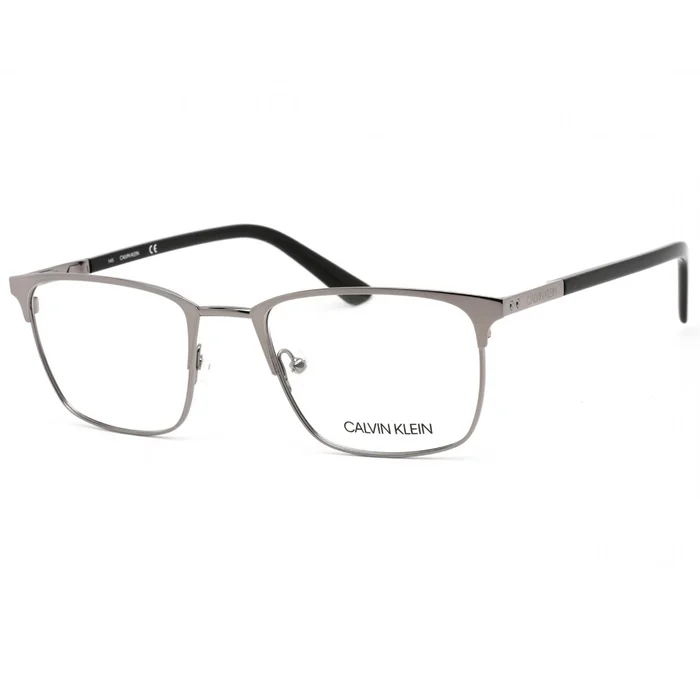 Calvin Klein Men’s Eyeglasses – Shiny Gunmetal Rectangular Metal Frame | CK19311 008