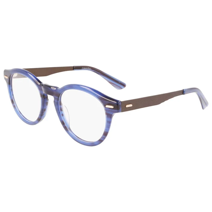 Calvin Klein Unisex Eyeglasses – Full Rim Blue/Black Round Shape Frame | CK21518 438