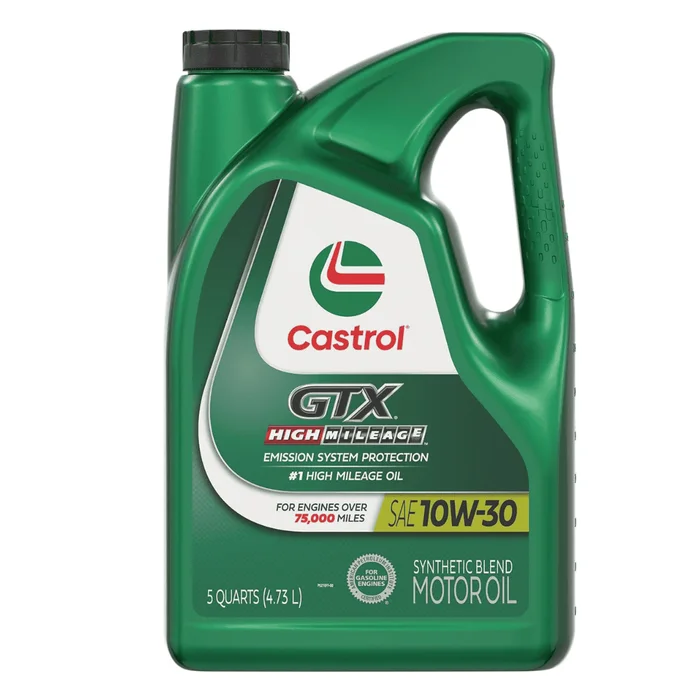Castrol GTX High Mileage 10W-30 Synthetic Blend Motor Oil, 5 Quarts