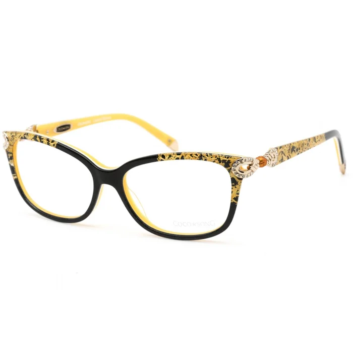 Coco Song Women’s Eyeglasses – Black and Yellow Cat Eye Plastic Frame | CV092 02-09