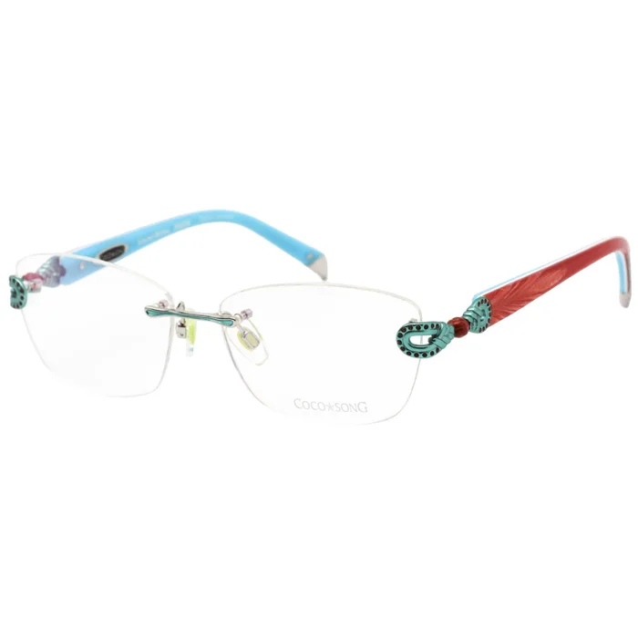 Coco Song Women’s Eyeglasses – Red/Teal/Orange Cat Eye Plastic Frame | CV100 03-09