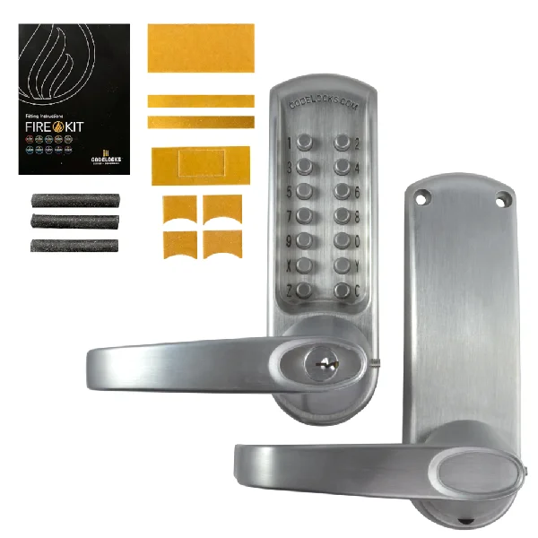 CODELOCKS CL610 Series Digital Lock With Tubular Latch CL610 Without Passage Set With Fire Kit – Stainless Steel