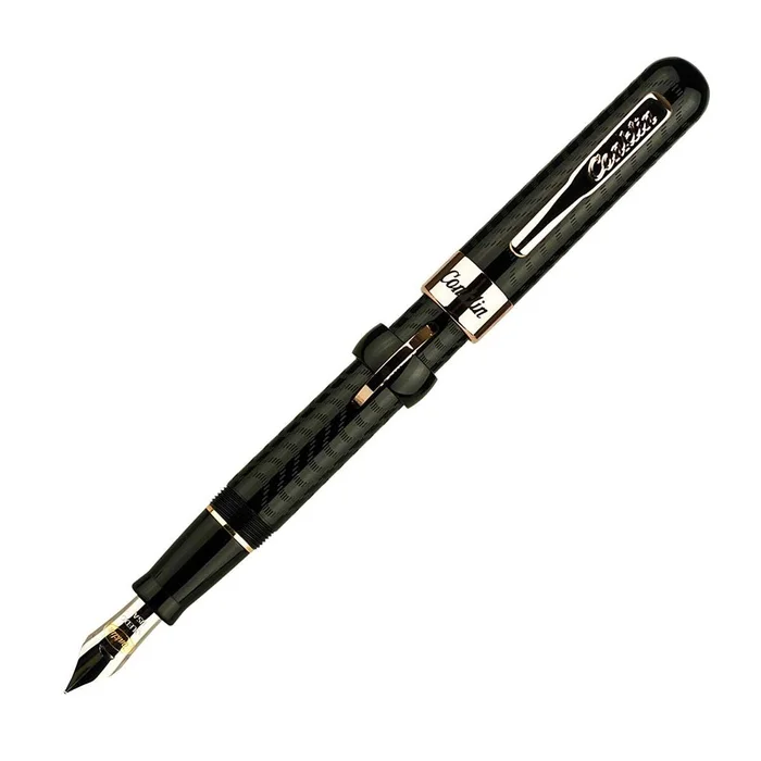 Conklin Mark Twain Crescent Filler Fountain Pen, Black/Rose Gold Trim