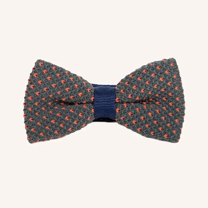 Cotton Bow Tie Grey & Orange