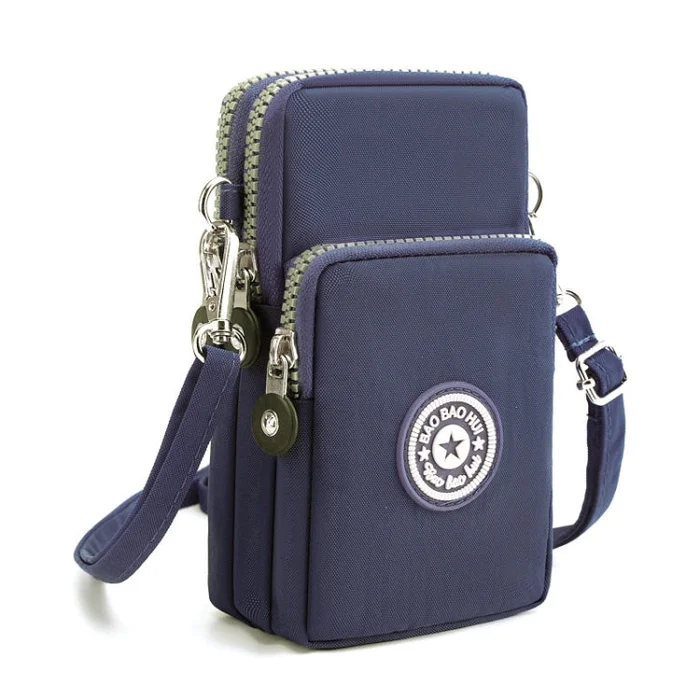 Crossbody Mobile Phone Bag Vertical Coin Purse with Armband for Women(Navy Blue)