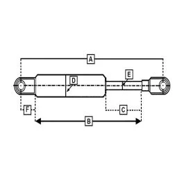 Damper / Gas Strut A – 600mm, B – 550mm, C – 255mm