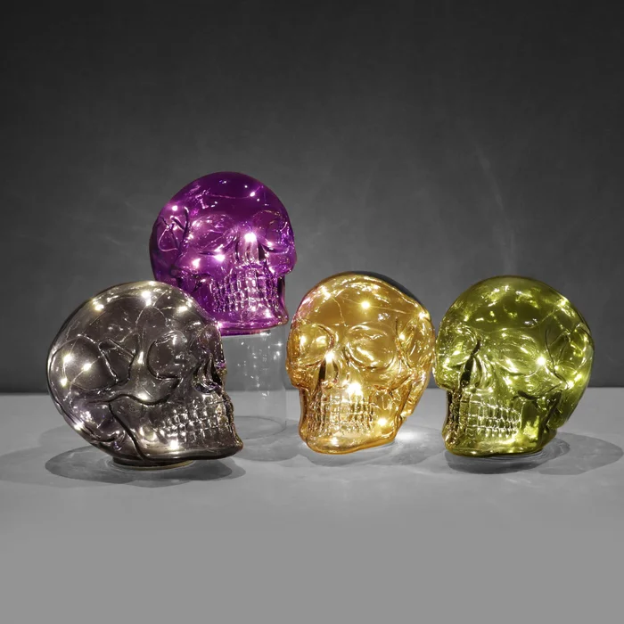 David Fischhoff LED Glass Decorative Skull – Various Colours