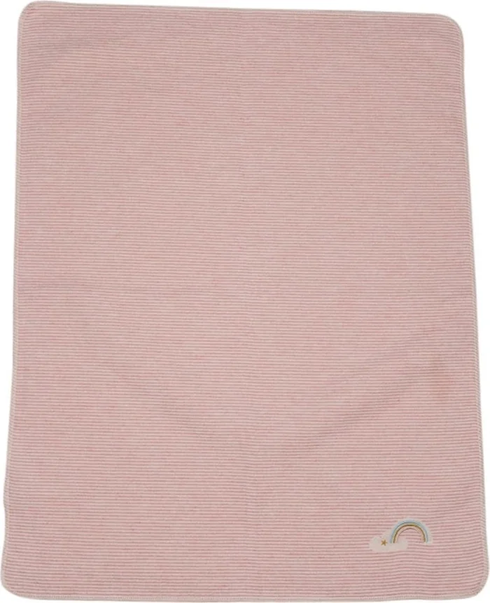 David Fussenegger JUWEL Baby Blanket “Rainbow” with Embroidered Detail, Dusky Pink