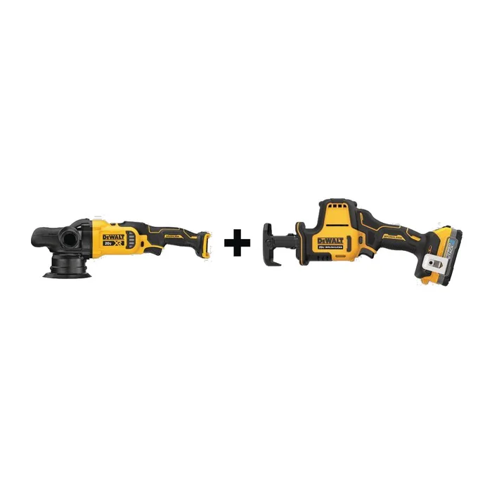 DEWALT Atomic 20-Volt Maximum Cordless Brushless Compact Reciprocating Saw Kit and 5 in. Variable Speed Random Orbit Polisher