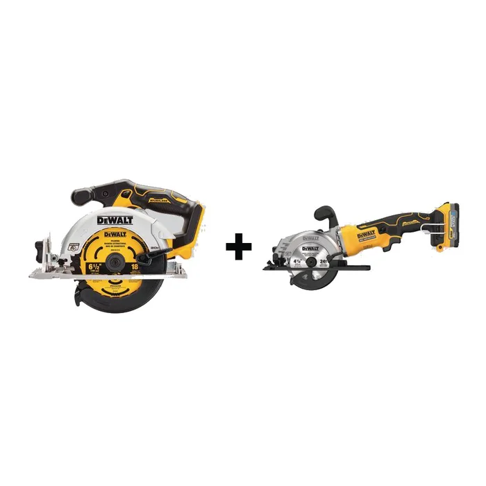 DEWALT DCS565BWCS571E1 Atomic 20-Volt MAX Lithium-Ion Cordless Brushless 4-1/2 in. Circular Saw & 6-1/2 in. Circ Saw w/1.7Ah Battery & Charger