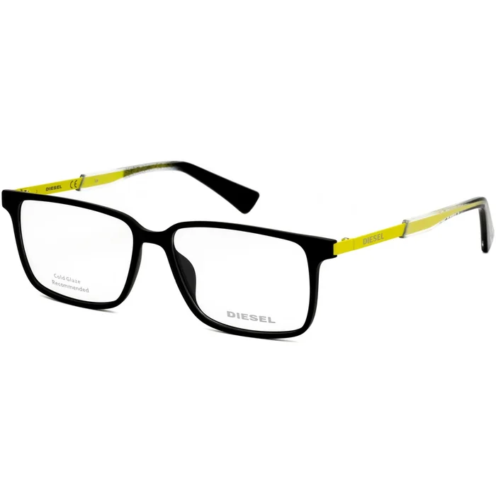 Diesel Men’s Eyeglasses – Matte Black/Yellow Rectangular Shaped Frame | DL5290 002