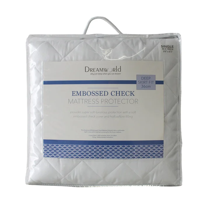 Dreamworld Embossed Check Luxury Mattress Protector