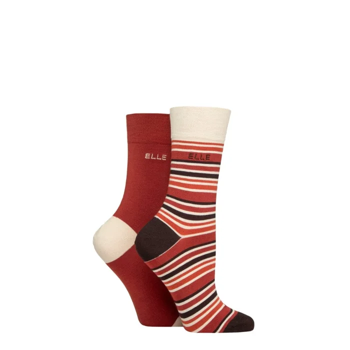 ELLE 2 Pairs Bamboo Socks In Wild Poppy