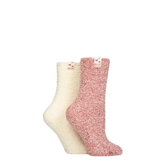 ELLE 2 Pairs Bed & Slipper Socks In Cinnamon