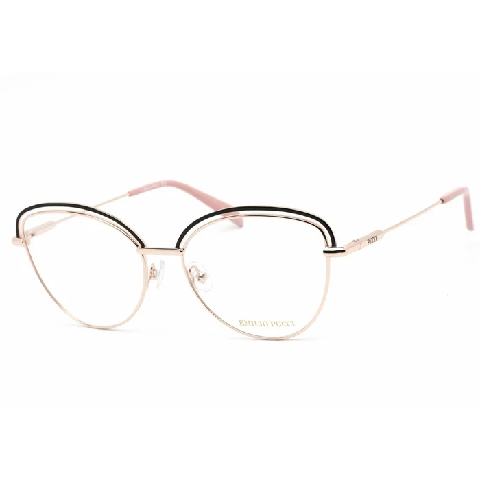 Emilio Pucci Women’s Eyeglasses – Black/Rose Gold Metal Frame Clear Lens | EP5170 005