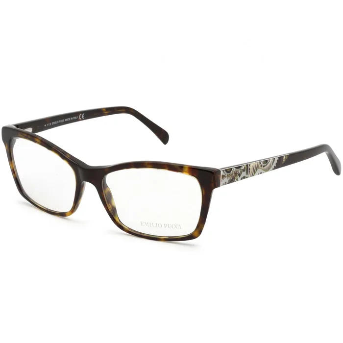 Emilio Pucci Women’s Eyeglasses – Clear Lens Havana Rectangular Frame | EP5033 52